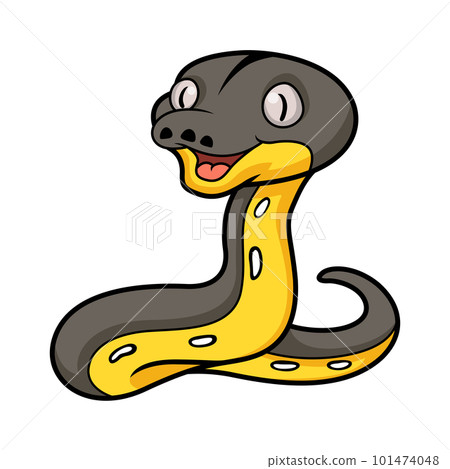 Cute platinum titanium reticulated python cartoon 101474048