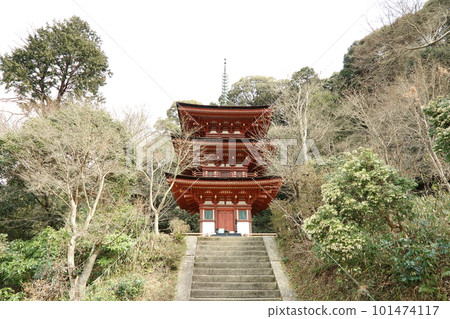 Triple tower at Joruri-ji 101474117