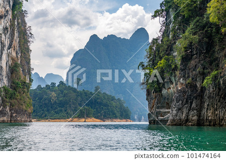 Amazed nature scenic landscape. Attraction famous landmark, tourist travel Khao Sok National Park, Thailand 101474164