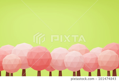 3D素材_一排櫻花樹 3D素材_一排櫻花樹 101474843
