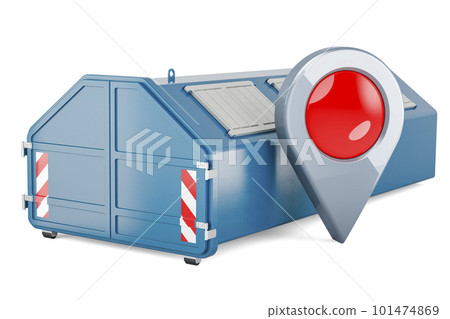 Industrial waste skip with map pointer, 3D rendering Industrial waste skip with map pointer, 3D rendering 101474869