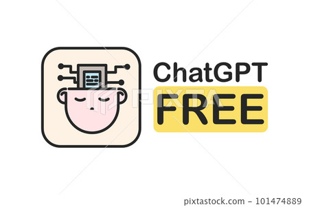 ChatGPT free icon on white background. Ai free content label. Vector isolated stamp or badge. 101474889