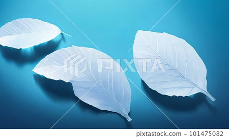 Image of Transparent Leaves on a Mirrored Surface in a Dreamy Macroscopic Scale. Generative AI. Image of Transparent Leaves on a Mirrored Surface in a Dreamy Macroscopic Scale. Generative AI. 101475082