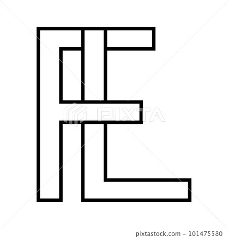 Logo sign lf fl, icon double letters logotype f l 101475580