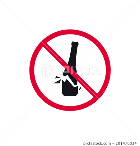 No broken glass prohibited sign, forbidden modern round sticker, vector illustration 101476034