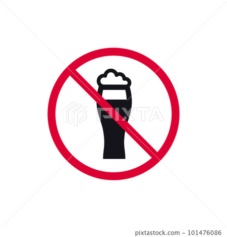 No beer prohibited sign, forbidden modern round sticker, vector illustration 101476086