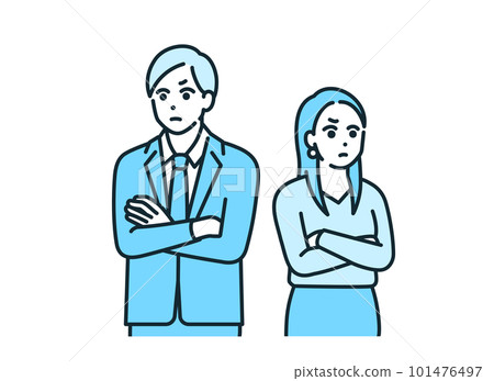 有問題的男人和女人。一對對彼此不滿意的夫婦的插圖素材。 101476497