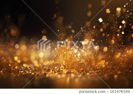 Abstract Twinkly Lights with golden glitter particles and bokeh lights. Bright futuristic texture for Christmas and luxury party. AI Generative. Abstract Twinkly Lights with golden glitter particles and bokeh lights. Bright futuristic texture for Christmas and luxury party. AI Generative. 101476589