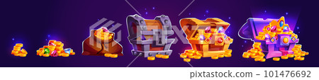 Game pirate treasure chest with gold coin icon 101476692