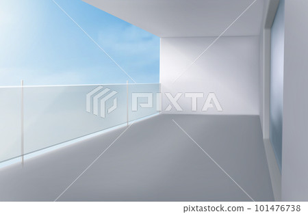 3d glass balcony with window and railing 3d glass balcony with window and railing 101476738