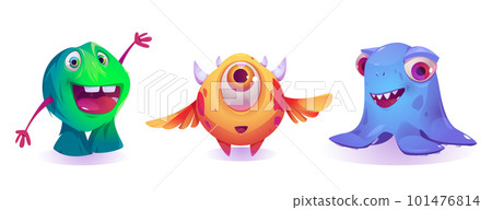 Cartoon set of funny baby monsters 101476814