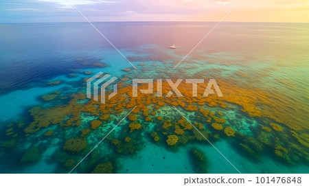 從空中拍攝的珊瑚礁海 AI 生成的圖像 101476848