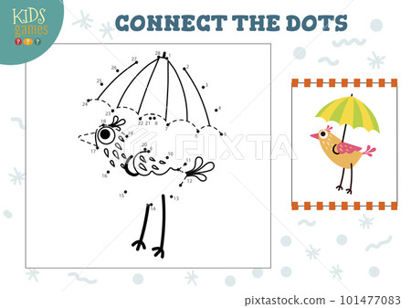 Connect the dots kids game vector illustration. Preschool children educational activity Connect the dots kids game vector illustration. Preschool children educational activity 101477083
