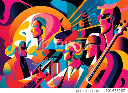 Illustration of abstract musician play music on big concert Created with Generative AI technology. Illustration of abstract musician play music on big concert Created with Generative AI technology. 101477267