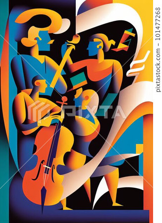 Illustration of abstract musician play music on big concert Created with Generative AI technology. Illustration of abstract musician play music on big concert Created with Generative AI technology. 101477268