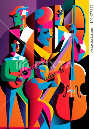 Illustration of abstract musician play music on big concert Created with Generative AI technology. Illustration of abstract musician play music on big concert Created with Generative AI technology. 101477271