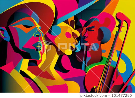 Illustration of abstract musician play music on big concert Created with Generative AI technology. Illustration of abstract musician play music on big concert Created with Generative AI technology. 101477290