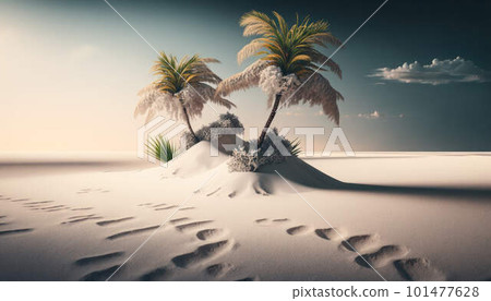 White sand and coco palms background created with generative AI technology White sand and coco palms background created with generative AI technology 101477628