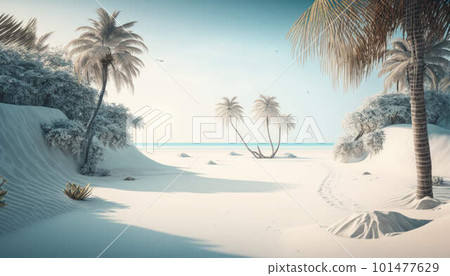 White sand and coco palms background created with generative AI technology White sand and coco palms background created with generative AI technology 101477629