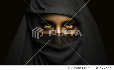 Muslim woman dressed in niqab created with generative AI technology Muslim woman dressed in niqab created with generative AI technology 101477656