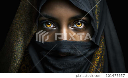 Muslim woman dressed in niqab created with generative AI technology Muslim woman dressed in niqab created with generative AI technology 101477657