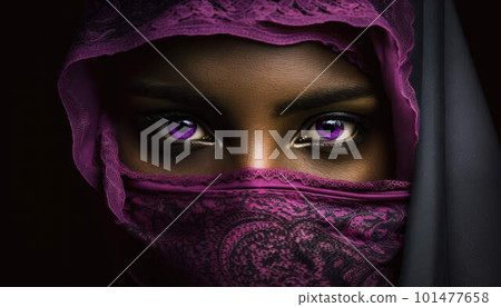 Muslim woman dressed in niqab created with generative AI technology Muslim woman dressed in niqab created with generative AI technology 101477658
