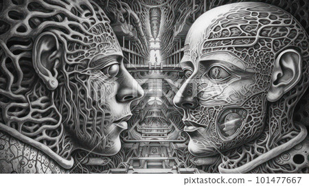 Psychedelic trip created with generative AI technology 101477667
