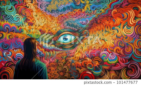 Psychedelic trip created with generative AI technology 101477677