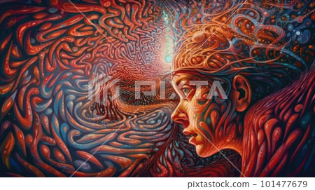 Psychedelic trip created with generative AI technology Psychedelic trip created with generative AI technology 101477679