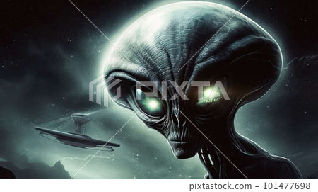 Alien portrait created with generative AI technology 101477698