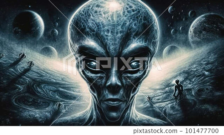Alien portrait created with generative AI technology 101477700