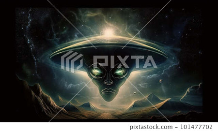 Alien portrait created with generative AI technology 101477702