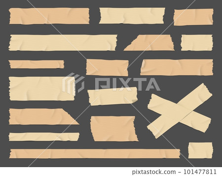 Adhesive duct tape crumpled stripes and sticky paper strips, isolated vector. Torn adhesive duct tape or masking band stickers and glued band patches, realistic pieces of crumpled paper scotch stripes Adhesive duct tape crumpled stripes and sticky paper strips, isolated vector. Torn adhesive duct tape or masking band stickers and glued band patches, realistic pieces of crumpled paper scotch stripes 101477811