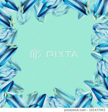 Watercolor frame with ice crystals. Hand painting clipart on an isolated background. For designers, decoration, postcards, wrapping paper, scrapbooking, covers, invitations, posters and textile 101477941