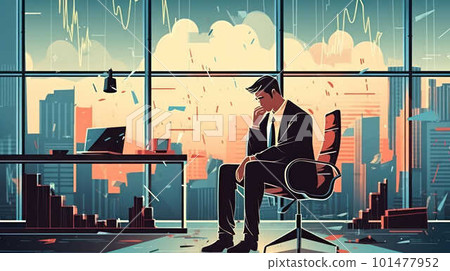 Businessman panics over falling stock market quotes, inflation and business failure created with generative AI technology Businessman panics over falling stock market quotes, inflation and business failure created with generative AI technology 101477952