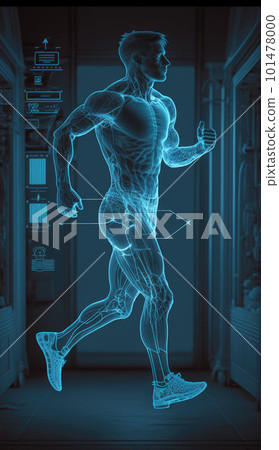 Abstract running man created with generative AI technology 101478000