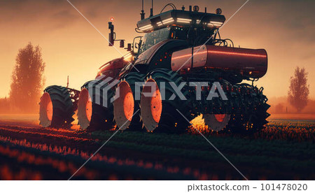 Tractor on a large field created with generative AI technology 101478020