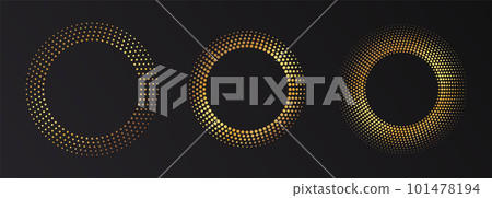 Gold Halftone round frame. Golden luxury Halftone circle logo. Gold Halftone round frame. Golden luxury Halftone circle logo. 101478194