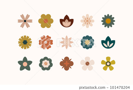 Flat flower color icons set. Simple flower...-插圖素材 [101478204] - PIXTA圖庫
