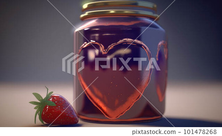 Jar of strawberry jam created with generative AI technology 101478268