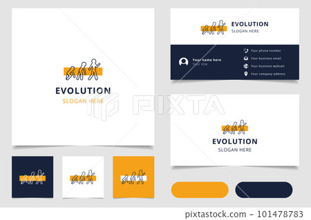 Evolution logo design with editable slogan. Branding book and business card template. Evolution logo design with editable slogan. Branding book and business card template. 101478783