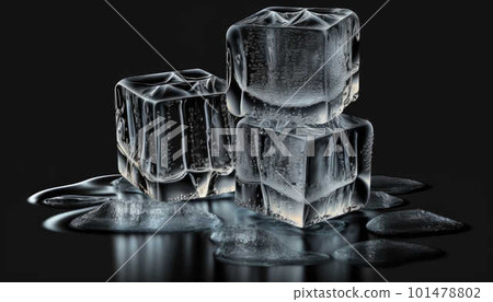 wet ice cubes on solid black background created with generative AI technology 101478802