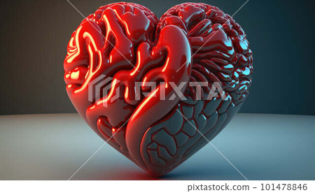 Heart with brain structure, concept of love at the call of the heart created with generative AI technology Heart with brain structure, concept of love at the call of the heart created with generative AI technology 101478846