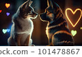 Two Dogs in Love created with generative AI technology 101478867