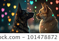 Two Dogs in Love created with generative AI technology 101478872
