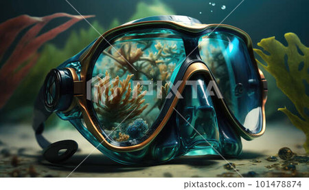 Scuba Mask, Snorkeling Scuba Dive Glasses, holiday concept, created with generative AI technology Scuba Mask, Snorkeling Scuba Dive Glasses, holiday concept, created with generative AI technology 101478874