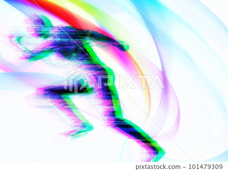 3d illustration combining image effects on the silhouette of a person running in a sport concept 3d illustration combining image effects on the silhouette of a person running in a sport concept 101479309