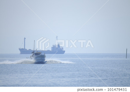 Miike Port, Omuta City, fishing boats returning to port, Miike Port, Omuta City, fishing boats returning to port, 101479431