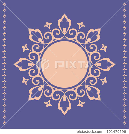 Decorative frame Elegant vector element for design in Eastern style, place for text. Floral golden and blue border. Lace illustration for invitations and greeting cards 101479596