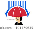 Illustration of a woman holding an umbrella 101479635